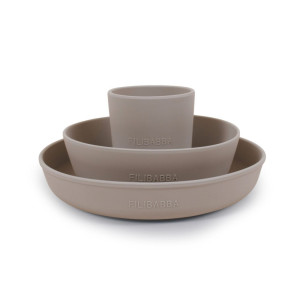 Filibabba - Silikonowy Zestaw Obiadowy Warm Grey