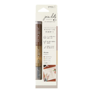 Midori - Zestaw Mini Zakreślaczy Connecting Pen Join Dots 3Szt. - Kawowe