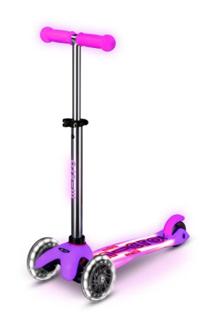 Micro - Trójkołowa Hulajnoga Ze Świecącymi Kołami Mini Deluxe Glow Led Plus - Frosty Pink