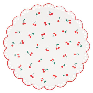 Meri Meri - Duże Talerzyki Papierowe 8Szt. - Cherry Party