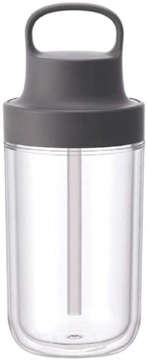 Kinto - Butelka Na Wodę Ze Słomką To Go Bottle 360Ml - Dark Gray