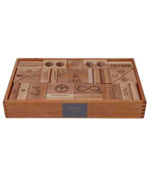 Wooden Story - Drewniane Klocki Peace & Love W Skrzynce Xl – 72 Elementów