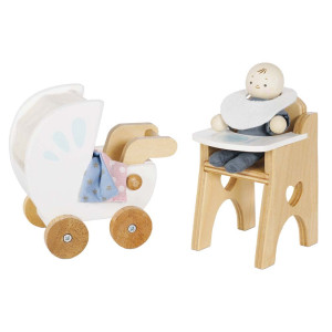Le Toy Van - Zestaw Z Niemowlakiem Mebelki Do Domku Dla Lalek