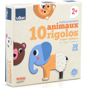 Vilac - Puzzle Magnetyczne Sawanna, Układanki 3-Elementowe
