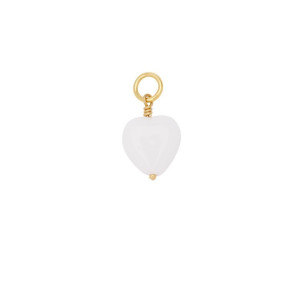 Pico Copenhagen - Zawieszka French Heart Pendant - White, Goldplated