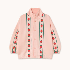 Tinycottons - Bluza Na Guziki Z Półgolfem Roses Mockneck Sweatshirt - Pastel Pink