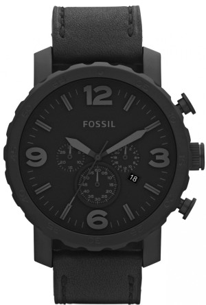 Pánské hodinky Fossil Nate Leather Black JR1354 JR1354