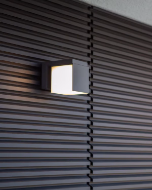Lampa elewacyjna Lutec CUBA 1 kinkiet IP54 ciemna szarość 3000K