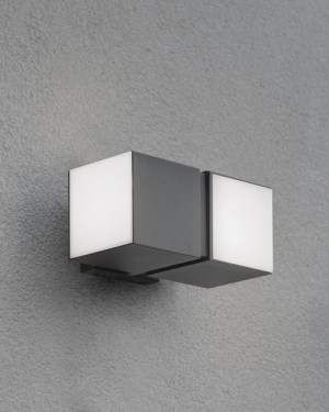 Lampa elewacyjna Lutec CUBA 2 kinkiet IP54 ciemna szarość 4000K
