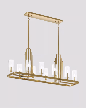 Elstead KIMROSE 10 Pendelleuchte im Art déco Stil Gebürstetes Messing