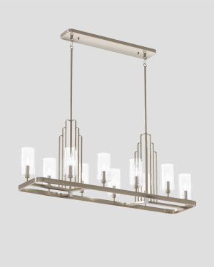 Elstead KIMROSE 10 Nickel poliert Art déco Pendelleuchte