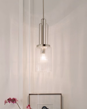 Lampa wisząca w stylu Art déco Elstead KIMROSE 1 Polerowany nikiel