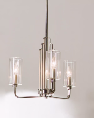 Elstead Art déco Stil Kronleuchter KIMROSE 3 Nickel poliert