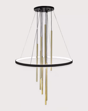 Złota lampa wisząca Amplex LUNA 5215 BLACK-BRASS LED RING