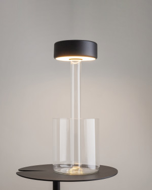 Maytoni AI COLLABORATION BLACK-GLASS kabellose Tischleuchte MOD229TL-L3B3K1
