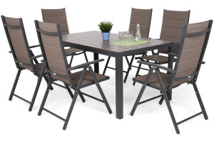 Meble ogrodowe aluminiowe Ibiza 150 cm Grey / Taupe 6+1