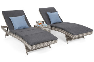 Zestaw leżanek ogrodowych Bora Bora Light Grey / Grey Melange ze stolikiem