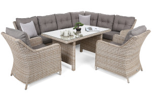 Narożny zestaw mebli ogrodowych prawy California Beige / Beige Melange