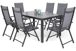 Meble ogrodowe aluminiowe Ibiza 150 cm Grey / Window Grey 6+1