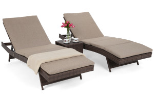 Zestaw leżanek ogrodowych Bora Bora Brown Mat / Brown Melange ze stolikiem