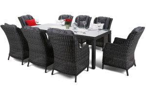 Meble ogrodowe technorattanowe Bristol 230 cm Grey / Grey Melange 8+1