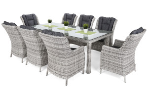 Meble ogrodowe technorattanowe Bristol 230 cm Light Grey / Grey Melange 8+1