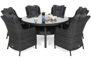 Meble ogrodowe technorattanowe Bristol Round Elegant 150 cm Grey / Grey Melange 6+1