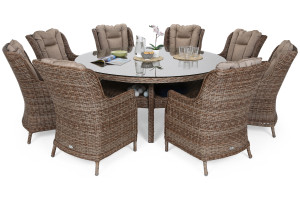 Meble ogrodowe technorattanowe Bristol Round Elegant 180 cm Ginger / Brown Melange 8+1