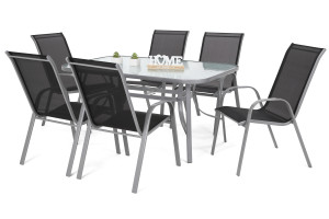 Meble ogrodowe metalowe Sevilla 150 cm Silver / Black 6+1
