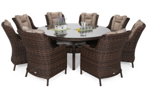 Meble ogrodowe technorattanowe Bristol Round Elegant 180 cm Brown Mat / Brown Melange 8+1