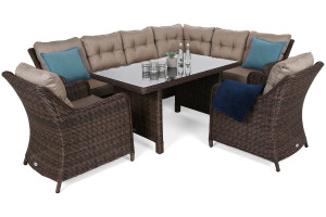 Narożny zestaw mebli ogrodowych prawy California Brown Mat / Brown Melange