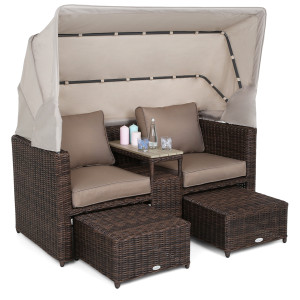 Sofa ogrodowa z baldachimem Michigan Brown Mat / Brown Melange