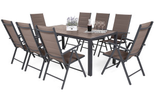 Meble ogrodowe aluminiowe Ibiza 185 cm Grey / Taupe 8+1