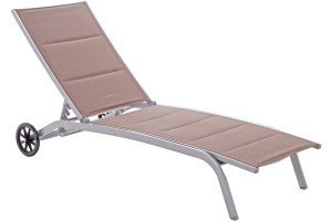Leżak ogrodowy aluminiowy Ibiza Silver / Taupe
