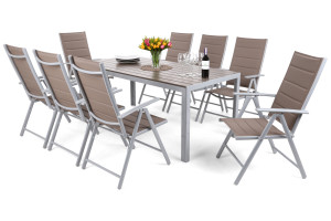 Meble ogrodowe aluminiowe Ibiza 185 cm Silver / Taupe 8+1