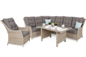 Narożny zestaw mebli ogrodowych lewy Alicante Beige / Beige Melange