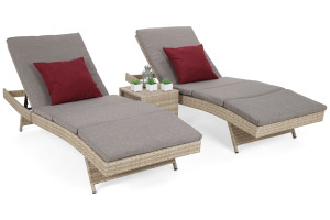 Zestaw leżanek ogrodowych Bora Bora Beige / Beige Melange ze stolikiem