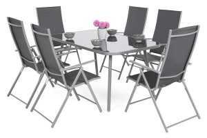 Meble ogrodowe metalowe Casablanca 145 cm Silver / Grey 6+1