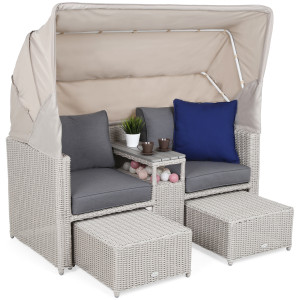 Sofa ogrodowa z baldachimem Michigan White / Grey