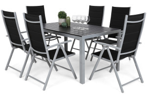 Meble ogrodowe aluminiowe Ibiza 150 cm Silver / Black 6+1