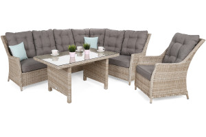 Narożny zestaw mebli ogrodowych prawy Alicante Beige / Beige Melange