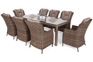 Meble ogrodowe technorattanowe Bristol 230 cm Ginger / Brown Melange 8+1