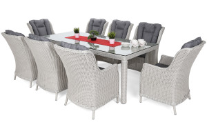 Meble ogrodowe technorattanowe Bristol 230 cm White / Grey 8+1