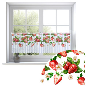 Firana zazdrostka 150x50 motyw truskawek