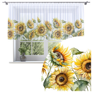 Firana na taśmie 300x120 motyw słoneczników 0386