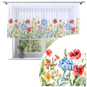 Firana na taśmie 300x120 motyw kwiatów 0379