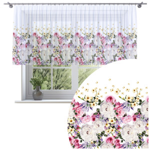 Firana na taśmie 300x120 motyw kwiatów 0010