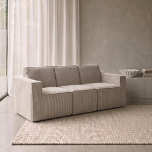 Sofa modułowa LYKKE 3-osobowa jasnoszara piankowa sztruksowa 263x88x73 cm