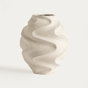 Wazon NOIRE beżowy ceramiczny falisty 16,8x18 cm