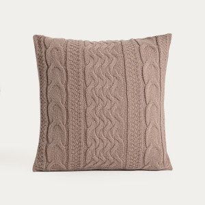 Poszewka FLAVE miękka taupe o sweterkowym splocie 45x45 cm